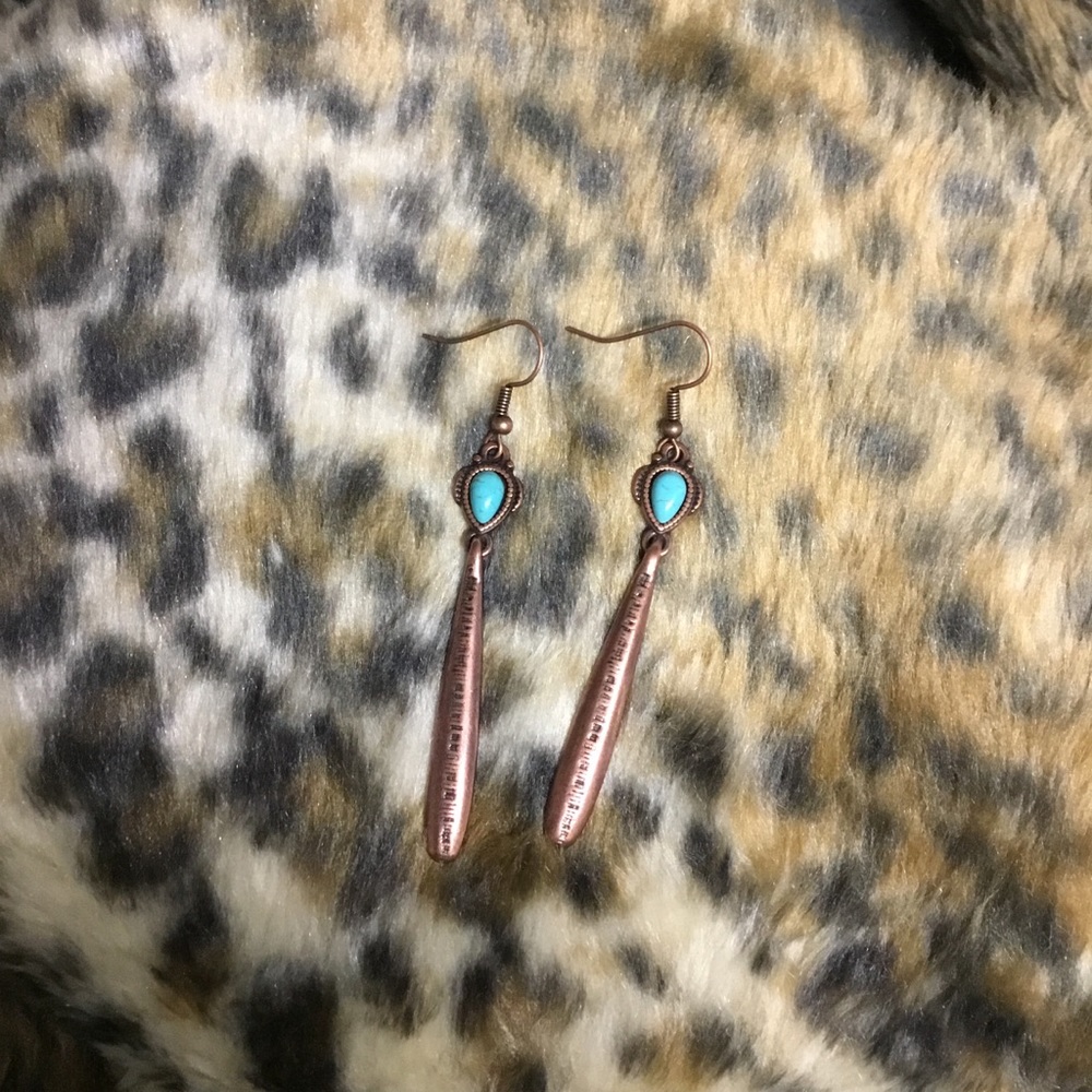 Copper Turquoise Drop Earrings